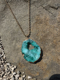 Statement Geode Pendant Necklace - Teal