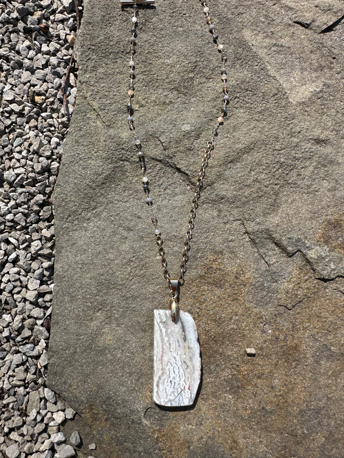 geo white natural stone necklace