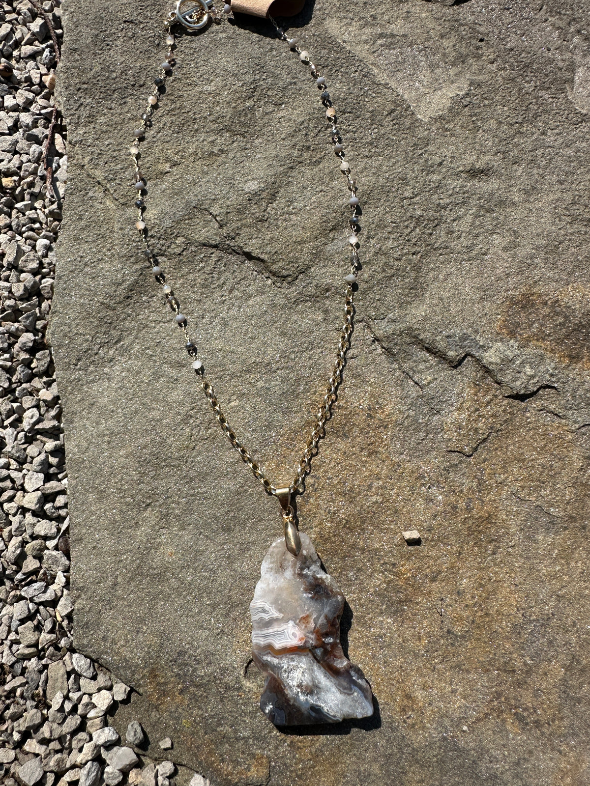 Statement Geode Pendant Necklace - Earth Tone