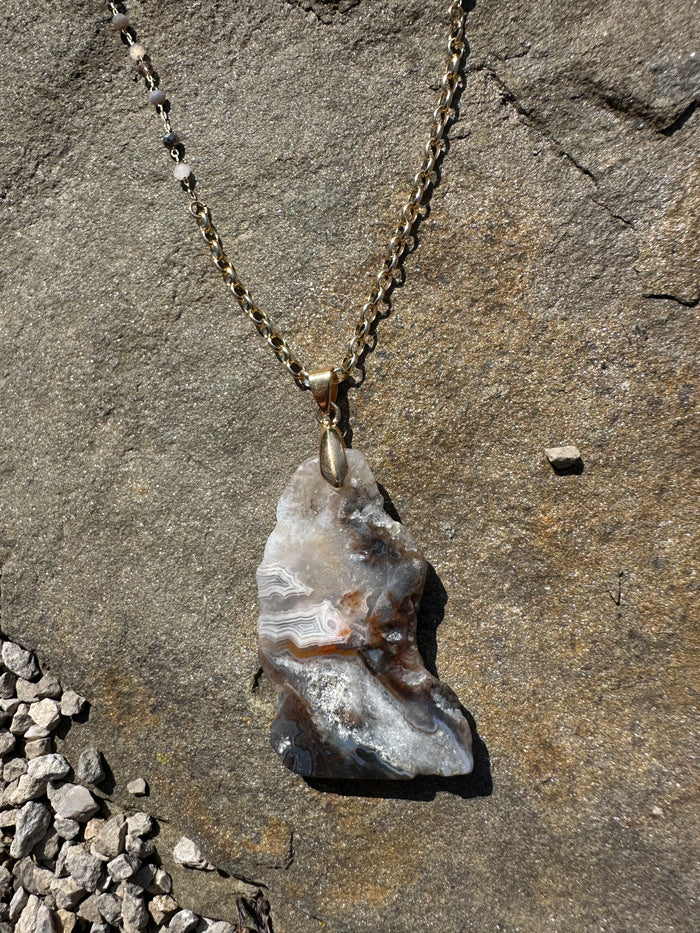 Statement Geode Pendant Necklace - Earth Tone