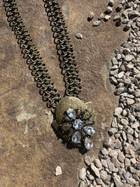 Bronze Rhinestone Chunky Chain Necklace