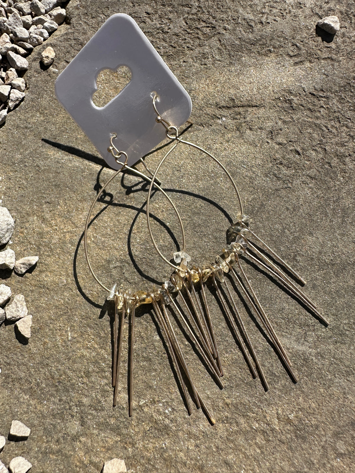 Golden Rock Dangle Earrings