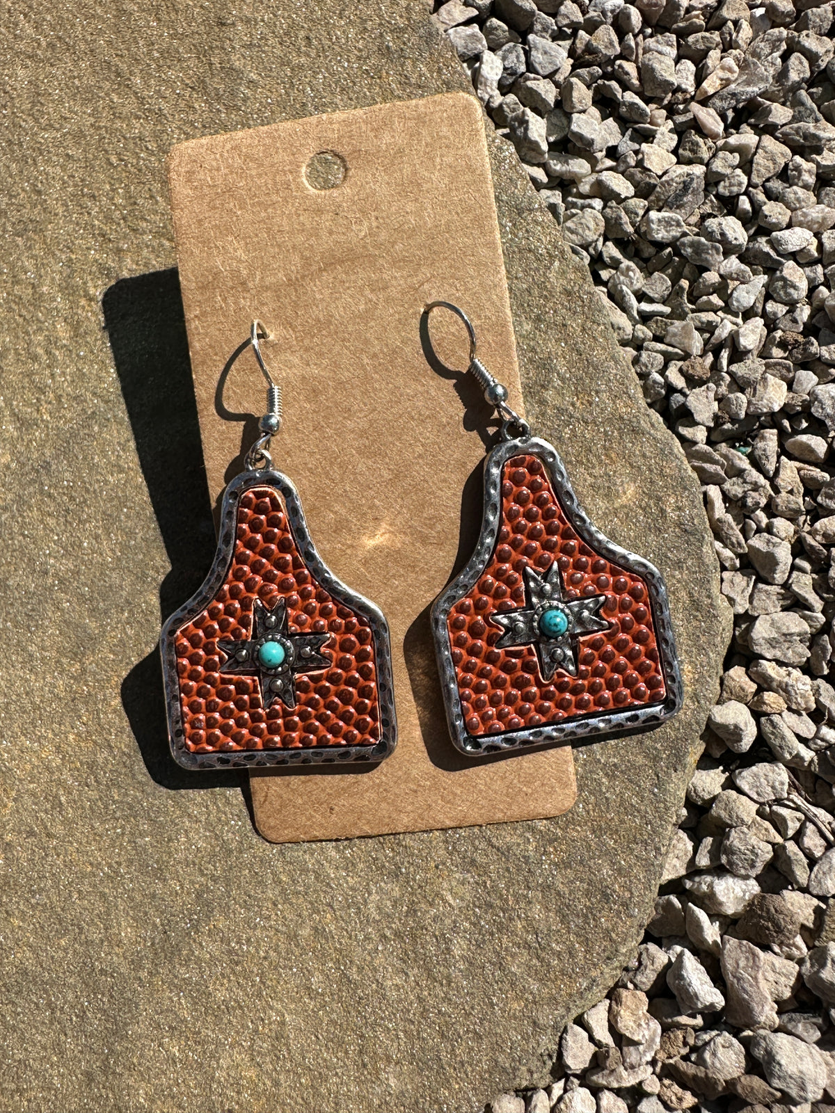 Western Cow Tag Earrings
