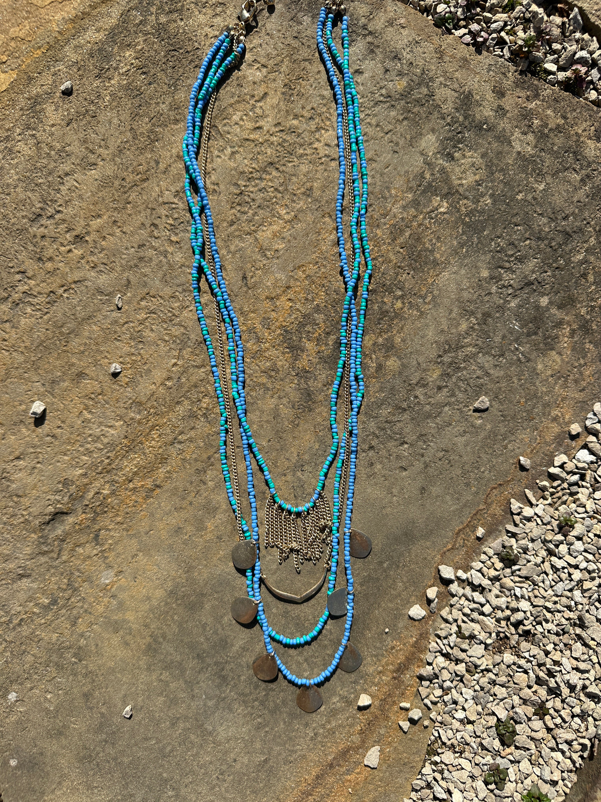 Ocean Blue Beaded Coastal Necklace