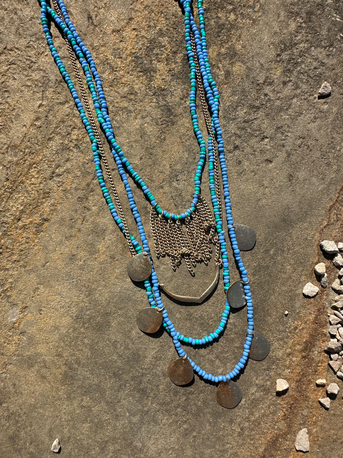 Ocean Blue Beaded Coastal Necklace