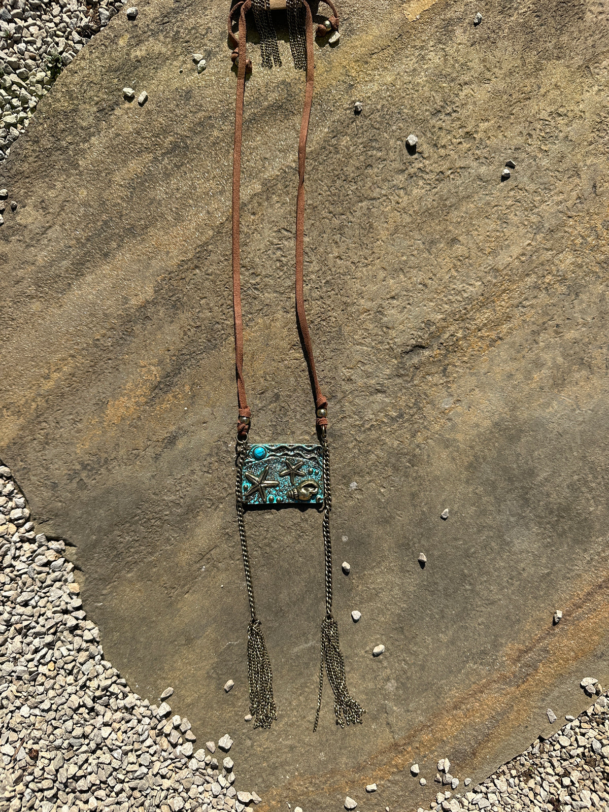 Under the Sea Embossed Coastal Necklace + Earring Set