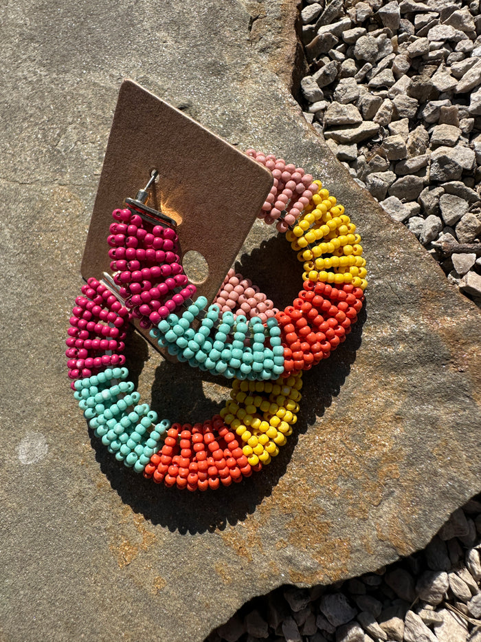 Multi Beaded Hoop Earrings