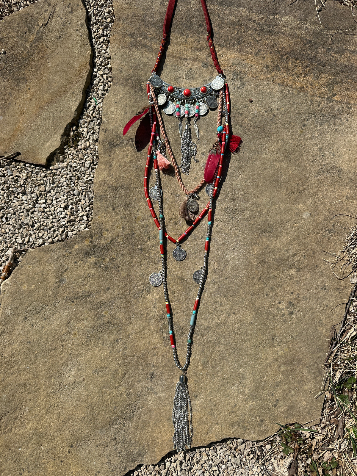 Moroccan Red Tiered Statement Necklace