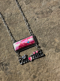 Western Cowgirl Pink Necklace + Earring Set