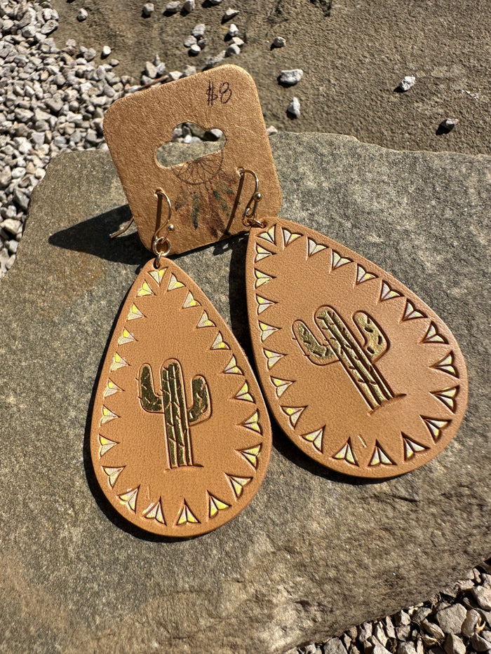Western Teardrop Cactus Earrings