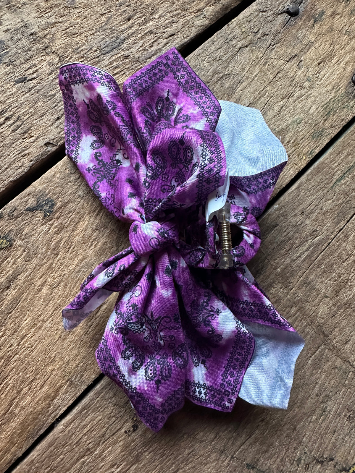 Bandana Hair Claw - Purple Dye Effect
