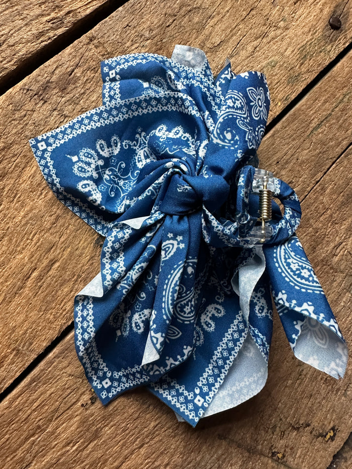 Bandana Hair Claw - Blue