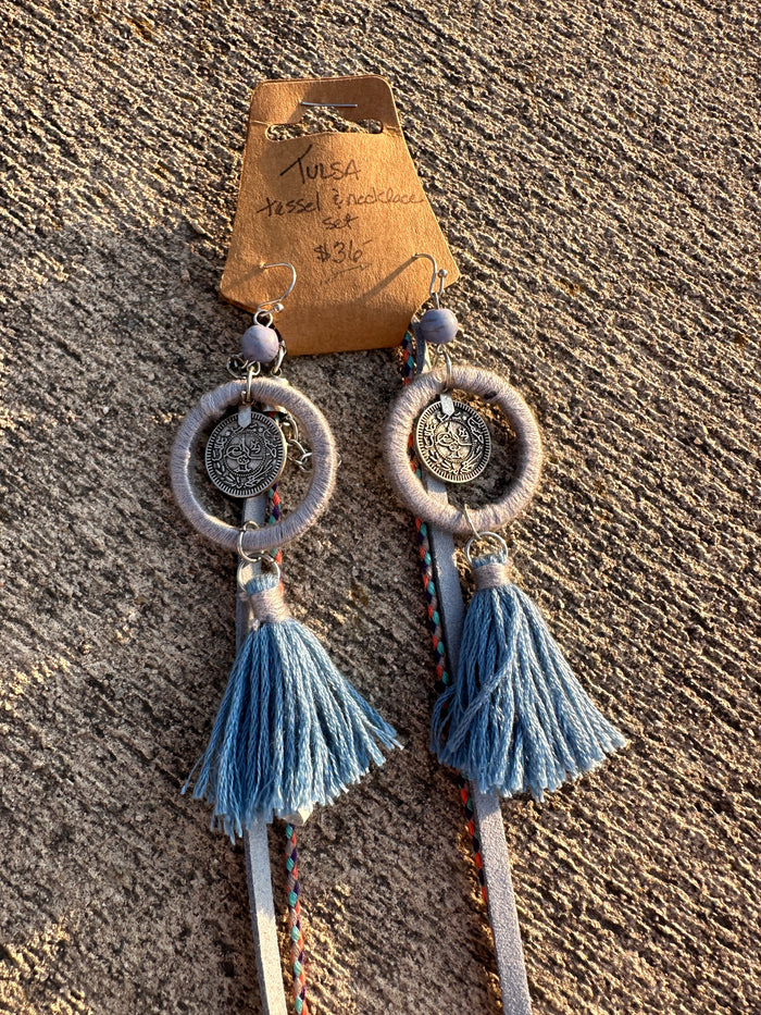 Rodeo Statement Fringed Tassel Necklace + Earring Set