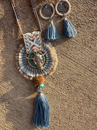 Rodeo Statement Fringed Tassel Necklace + Earring Set