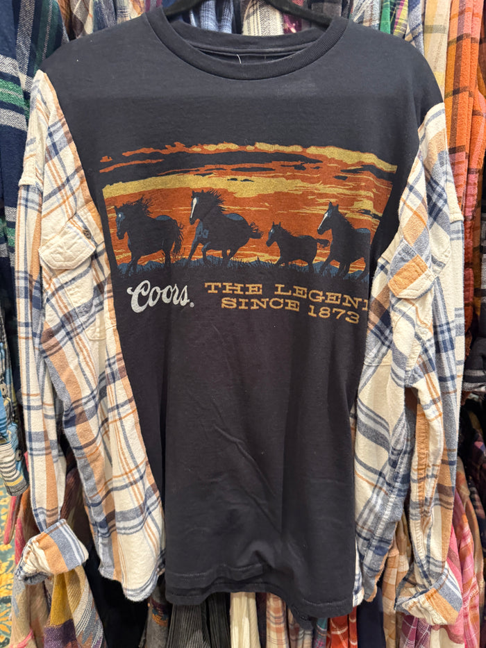 Mountain Beer T-Shirt Flannel - White Plaid