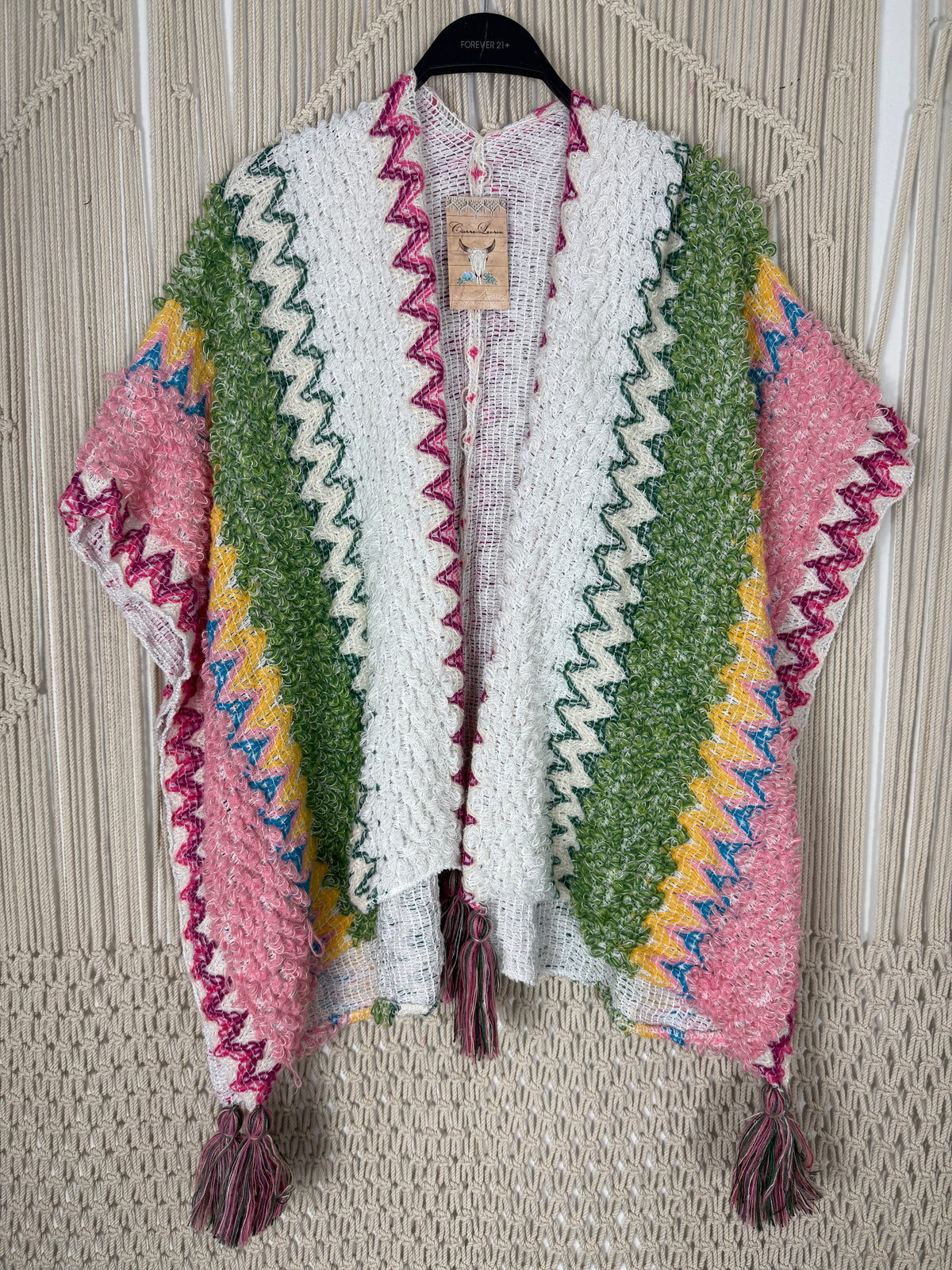 Bailey Blanket Tassel Poncho - Pink