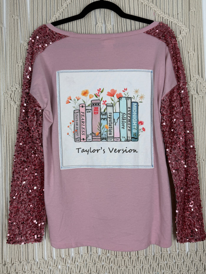 Books Raglan Sleeve Sequin Sweatshirt