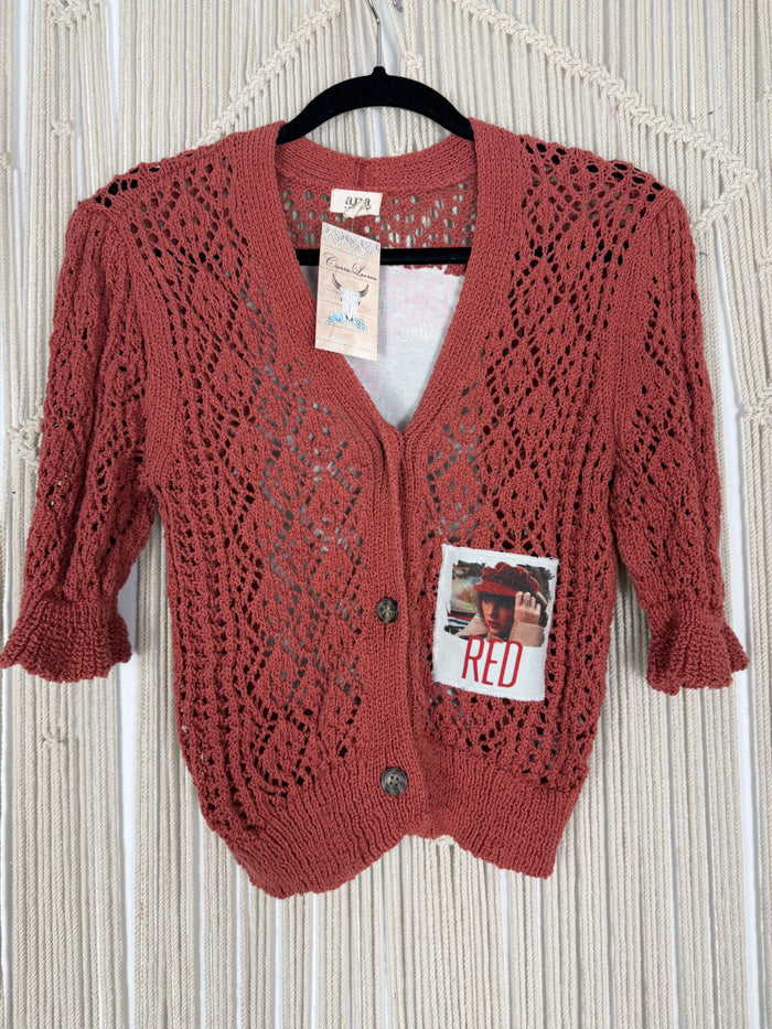 Scarlet Crochet Cardigan Sweater - Small