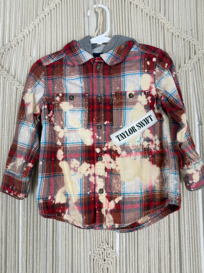 Scarlet Distressed Hooded Flannel - kids 2T
