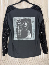 Edgy Raglan Sleeve Sequin Sweatshirt