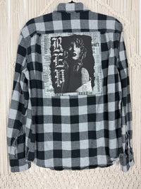 Edgy Black + Gray Plaid Flannel - Med