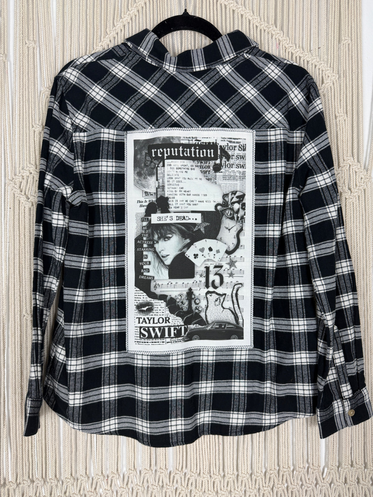 Edgy Black + White Plaid Flannel - Med
