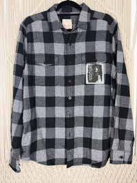 Edgy Black + Gray Plaid Flannel - Large