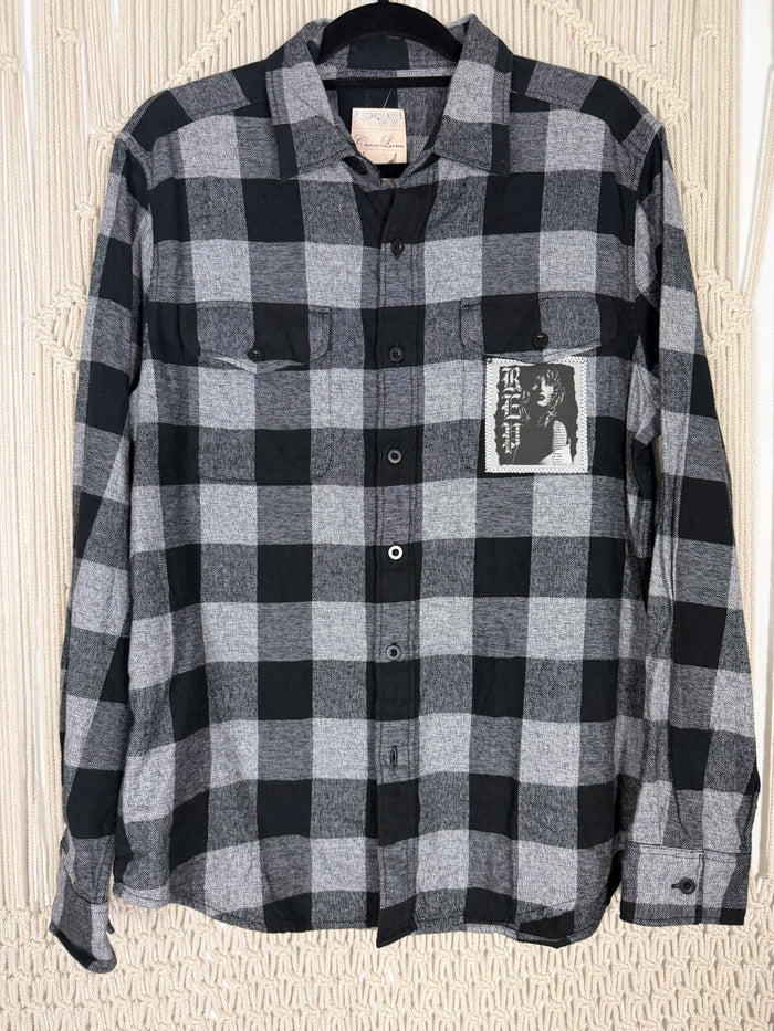 Edgy Black + Gray Plaid Flannel - Large