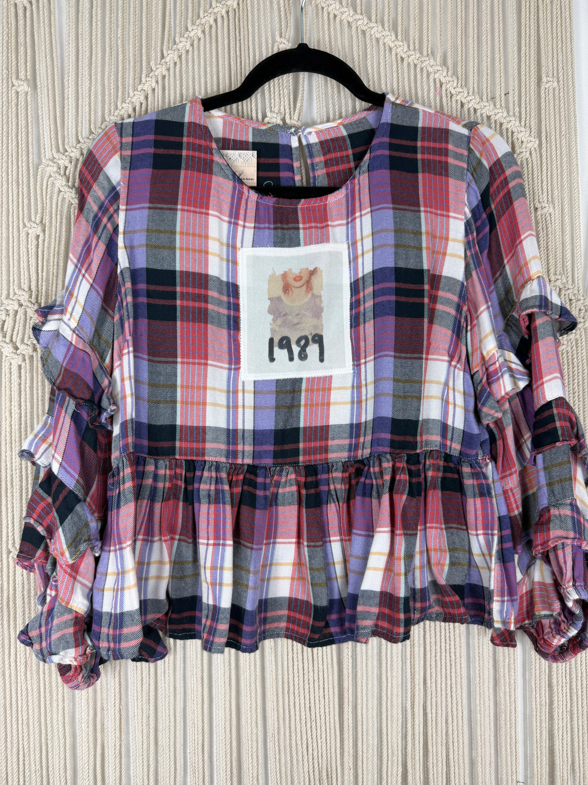 89 Peplum Ruffled Plaid