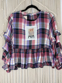 89 Peplum Ruffled Plaid