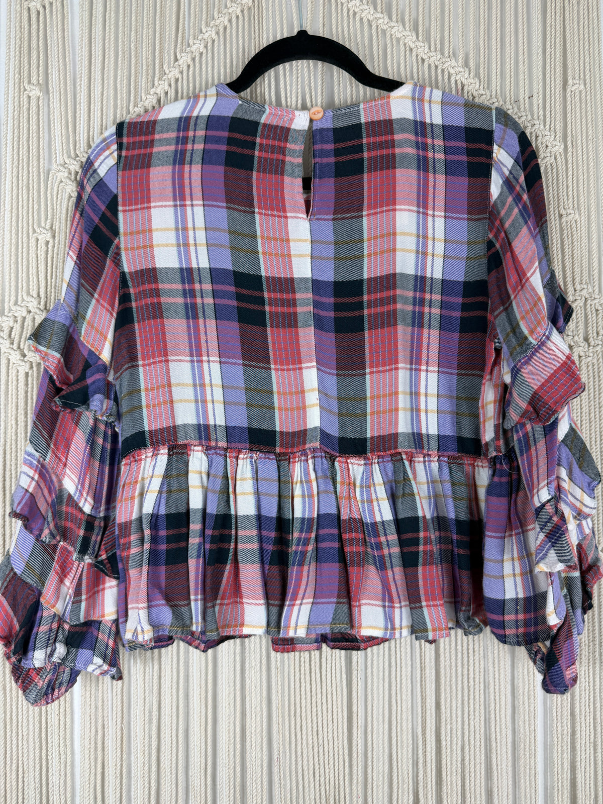 89 Peplum Ruffled Plaid