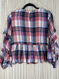 89 Peplum Ruffled Plaid