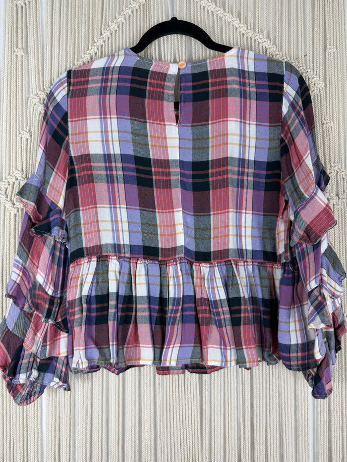 89 Peplum Ruffled Plaid