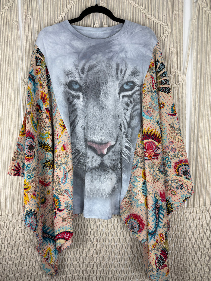 Snow Leopard Kantha Tee