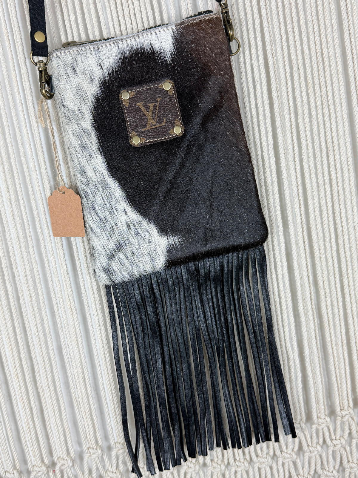 LV Lux Rodeo Fringed Crossbody - black + white cowhide