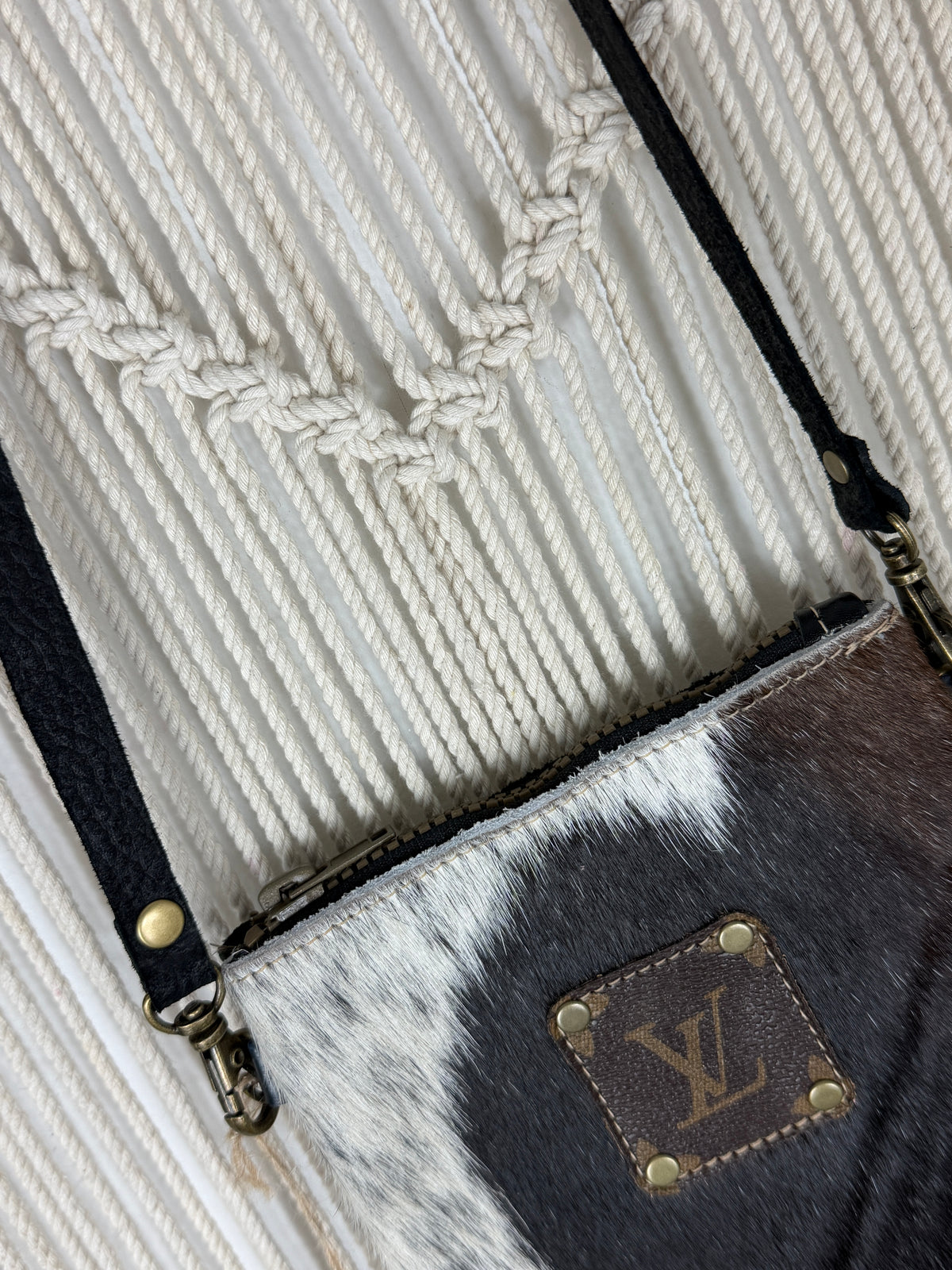 LV Lux Rodeo Fringed Crossbody - black + white cowhide