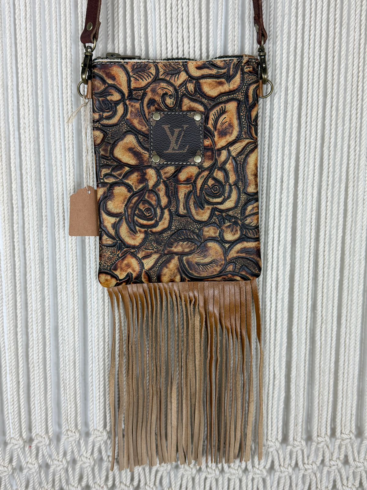 LV Lux Rodeo Fringed Crossbody - brown floral embossed
