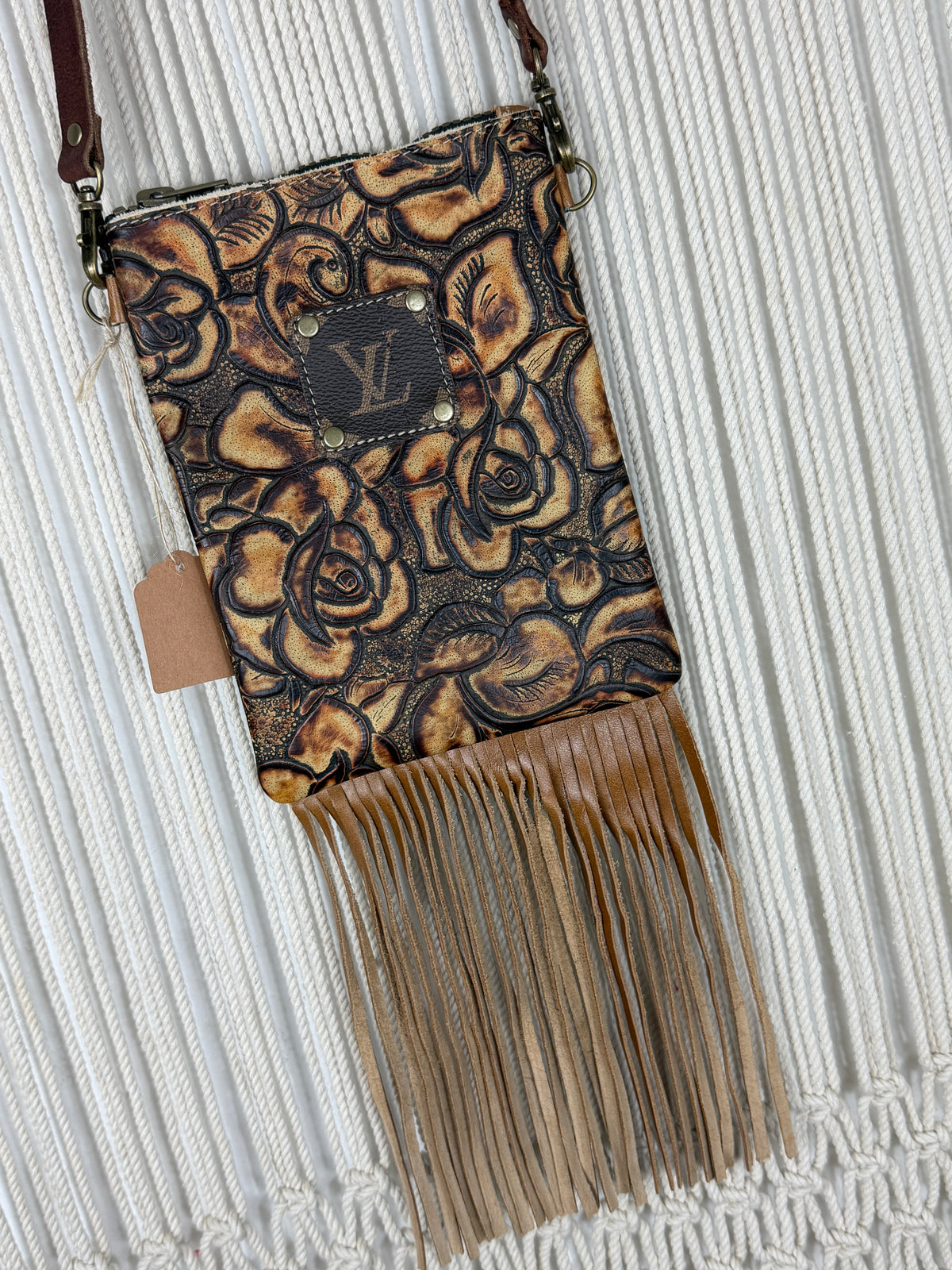 LV Lux Rodeo Fringed Crossbody - brown floral embossed
