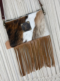 LV Lux Rodeo Fringed Crossbody - Brown + White Cowhide