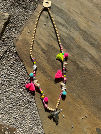 Neon Festival Concert Tassel Beaded Necklace