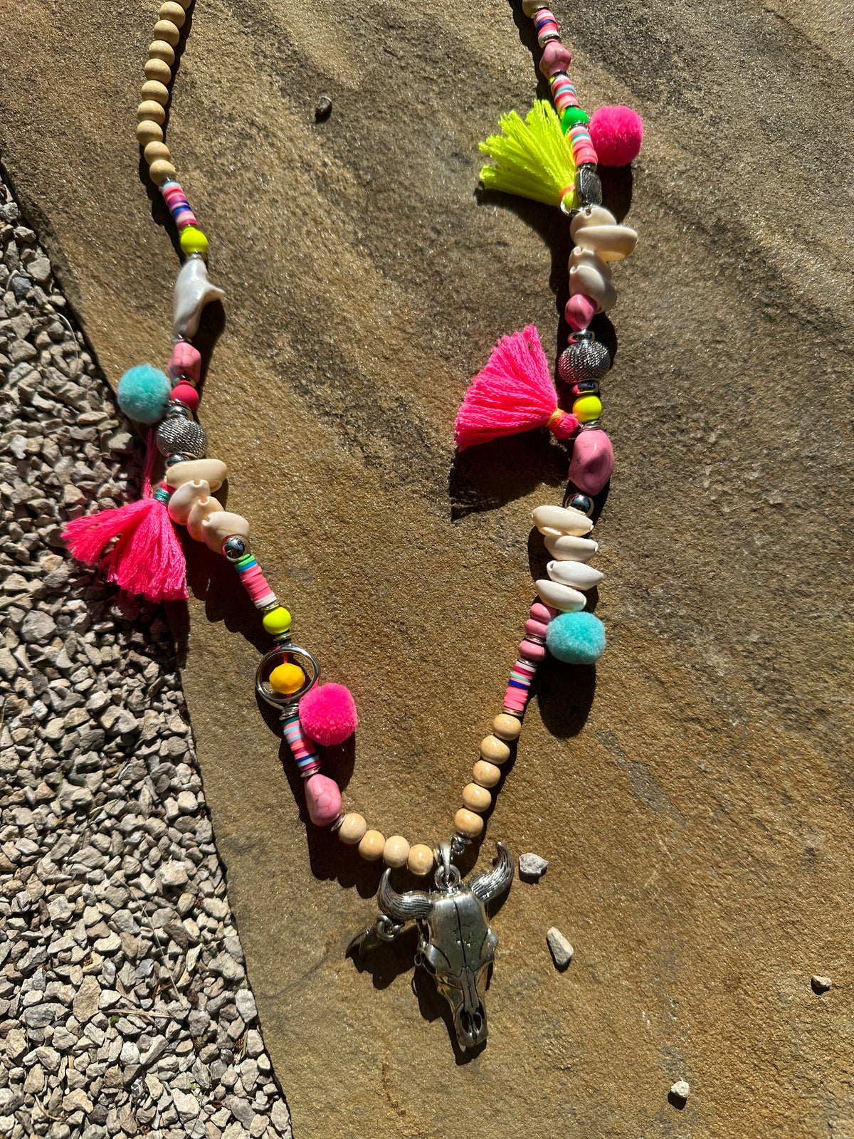 Neon Festival Concert Tassel Beaded Necklace