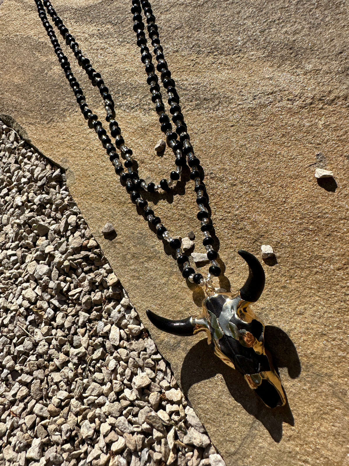 Western Cow Skull Simple Beaded Necklace