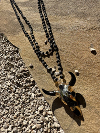 Western Cow Skull Simple Beaded Necklace