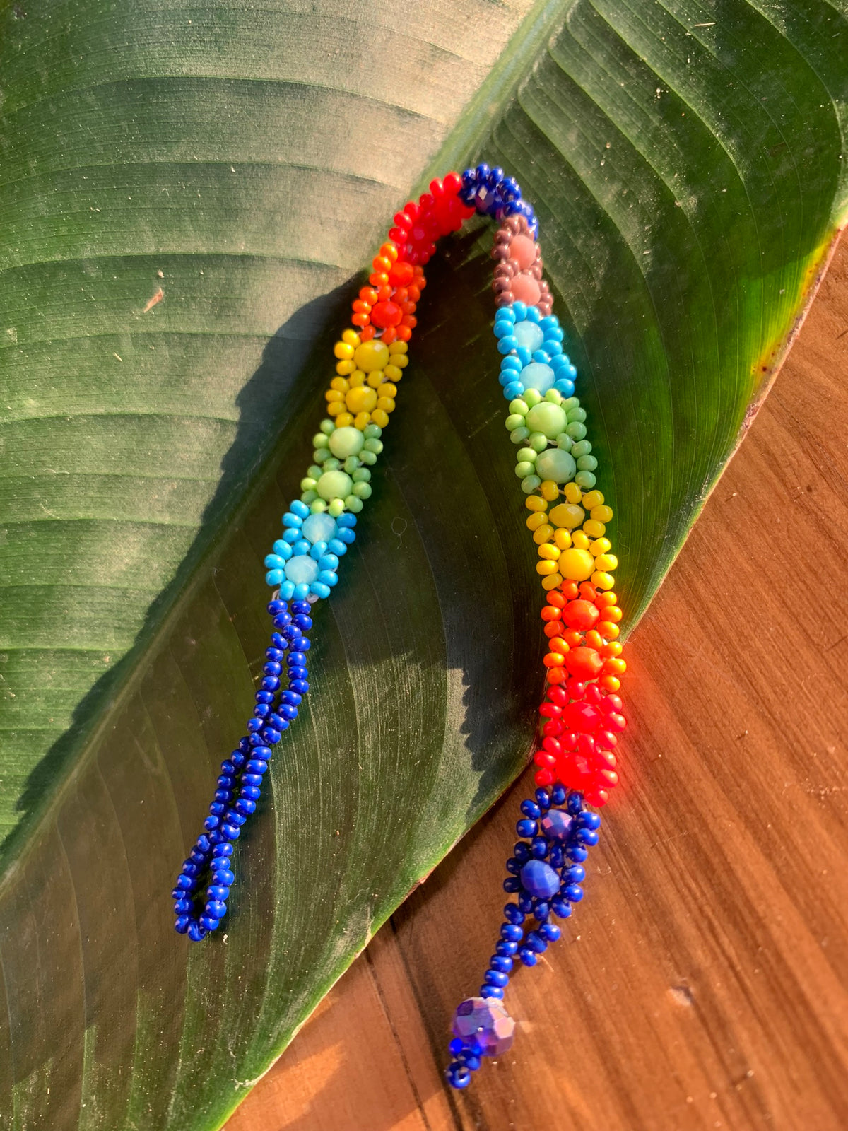 Daisy Boho Beaded Bracelet - Rainbow