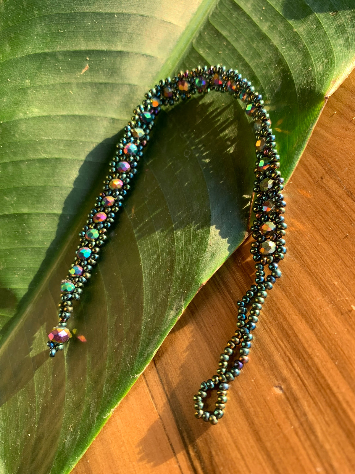 Daisy Boho Beaded Bracelet - Olive