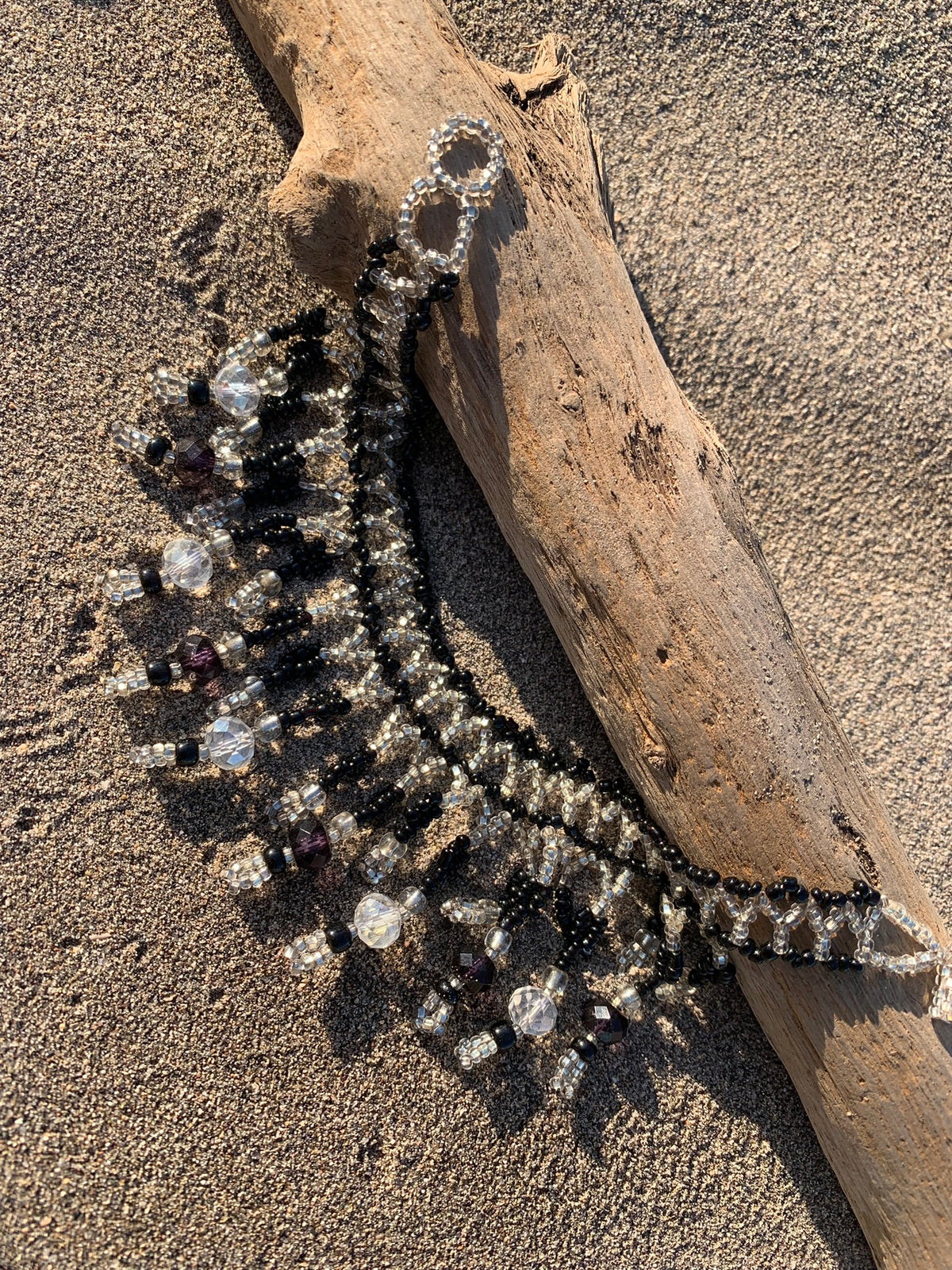 Bohemia Beaded Anklet  - Black + White