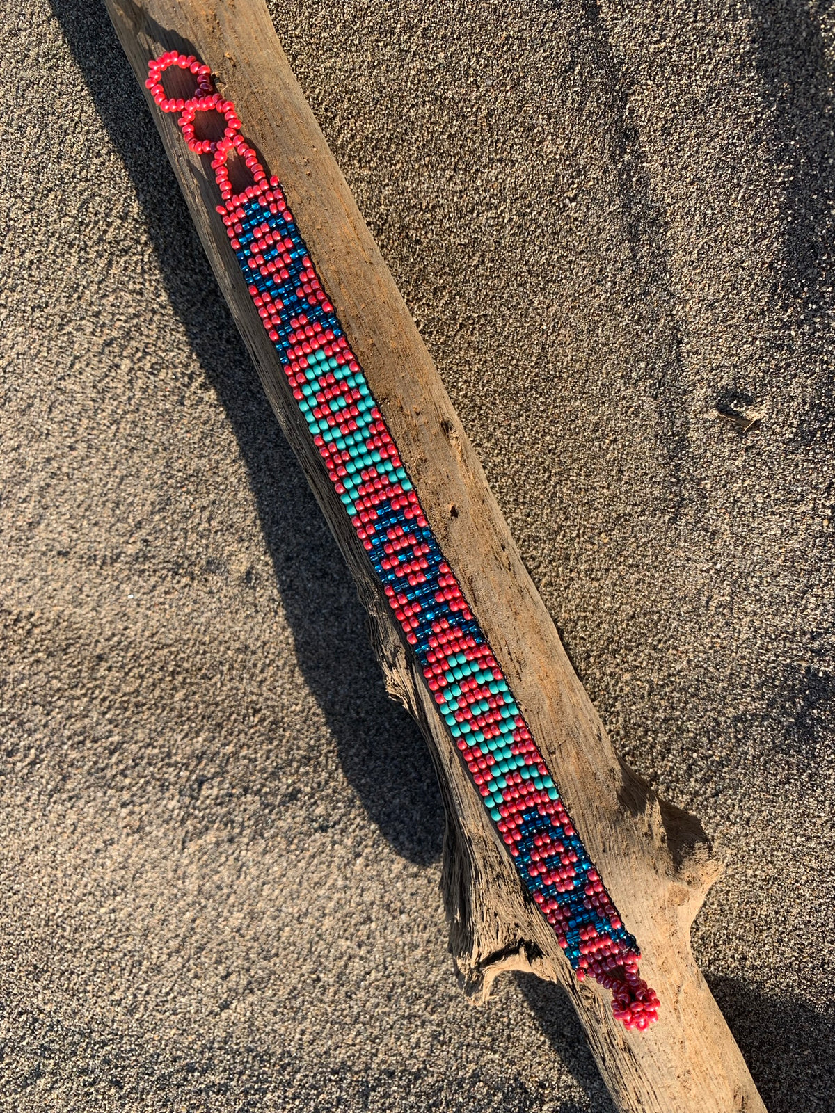 Festival Boho Beaded Bracelet - Pink + Teal