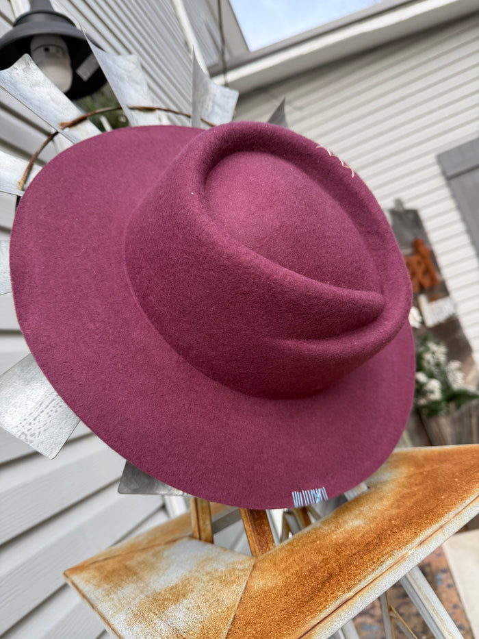 Burgundy Flat Brim Hat