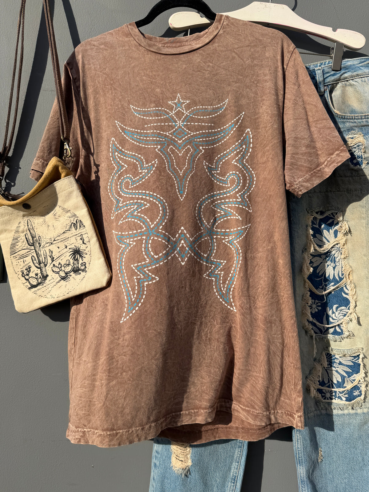 Boot Stitch Mocha Western Tee