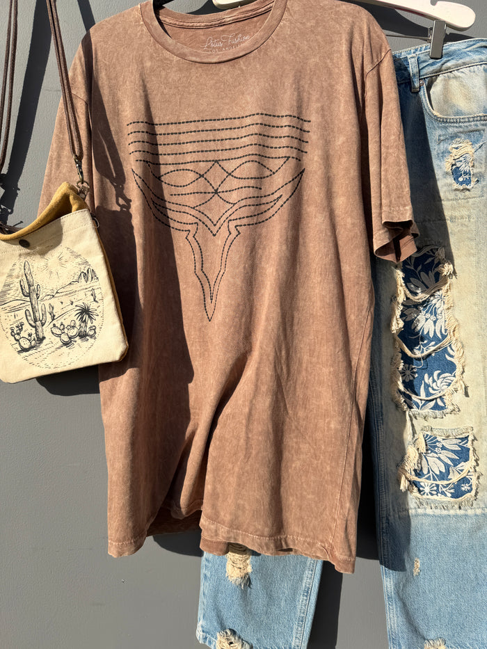 Boot Stitch Classic Mocha Western Tee